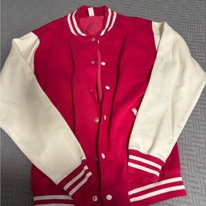 Vibrant Pink and White Varsity Jacket